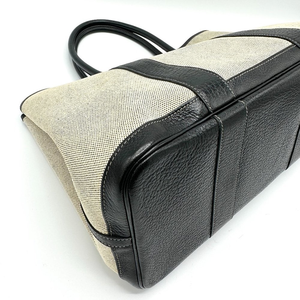 Hermes Canvas/Black Buffle Leather Garden Party 36 - Picture 6 of 11